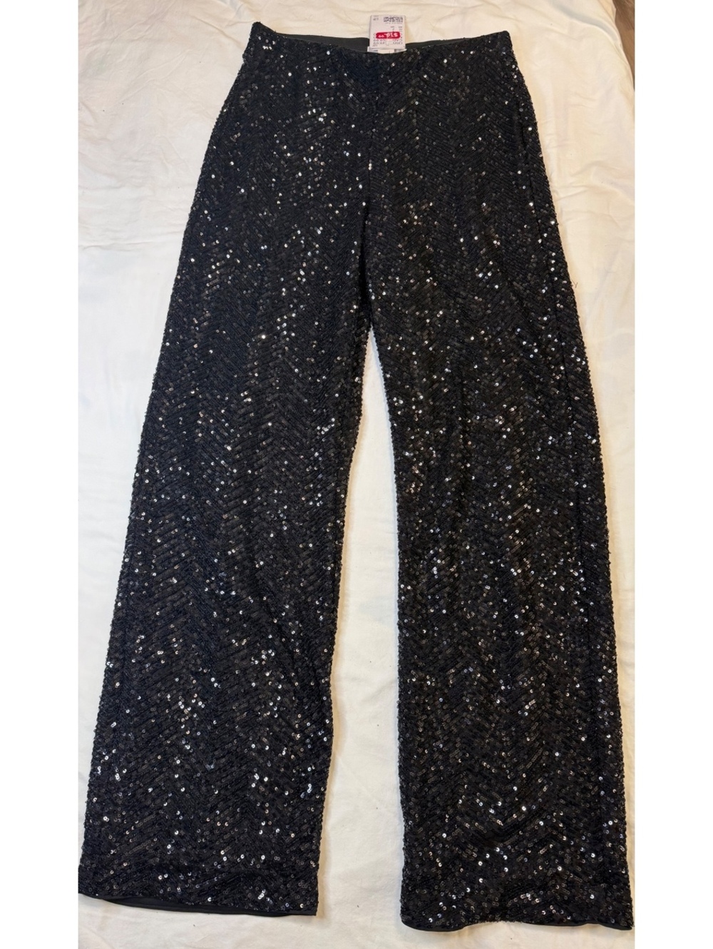 NWT H&M Black Sequin Wide Leg Pants S